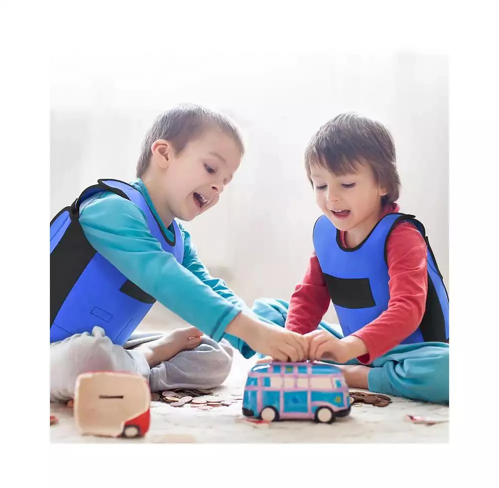 OUTREE Small Blue Weighted Compression Vest for Kids with Sensory Needs 4