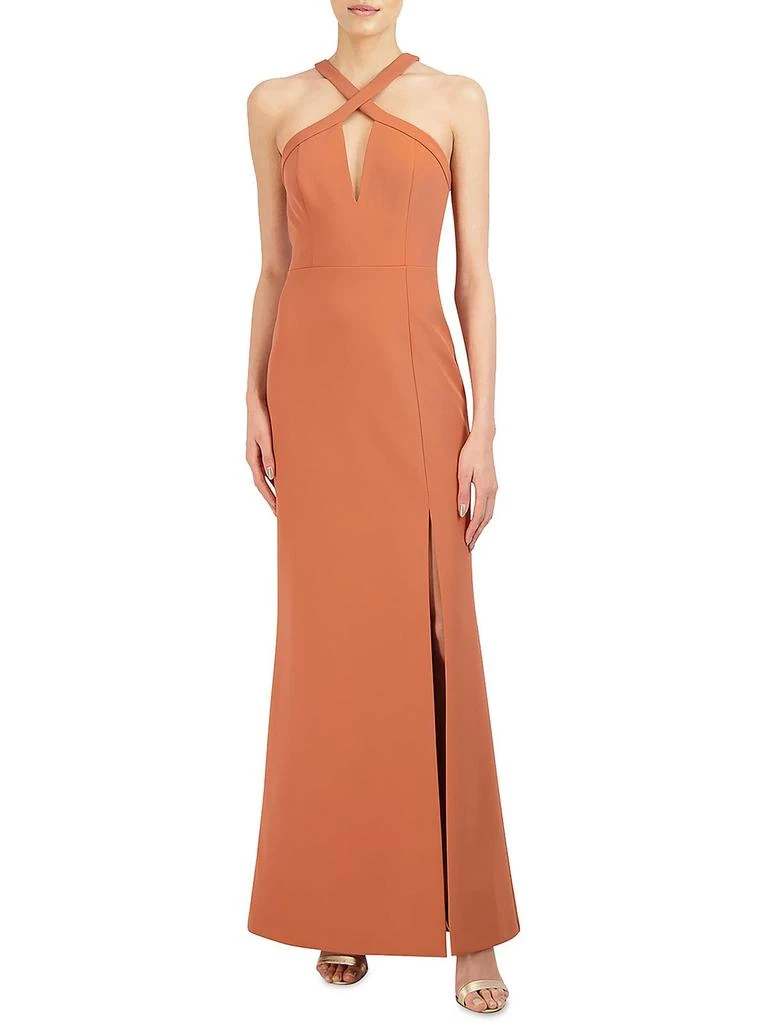 BCBG Womens Cross Neck Formal Evening Dress 1
