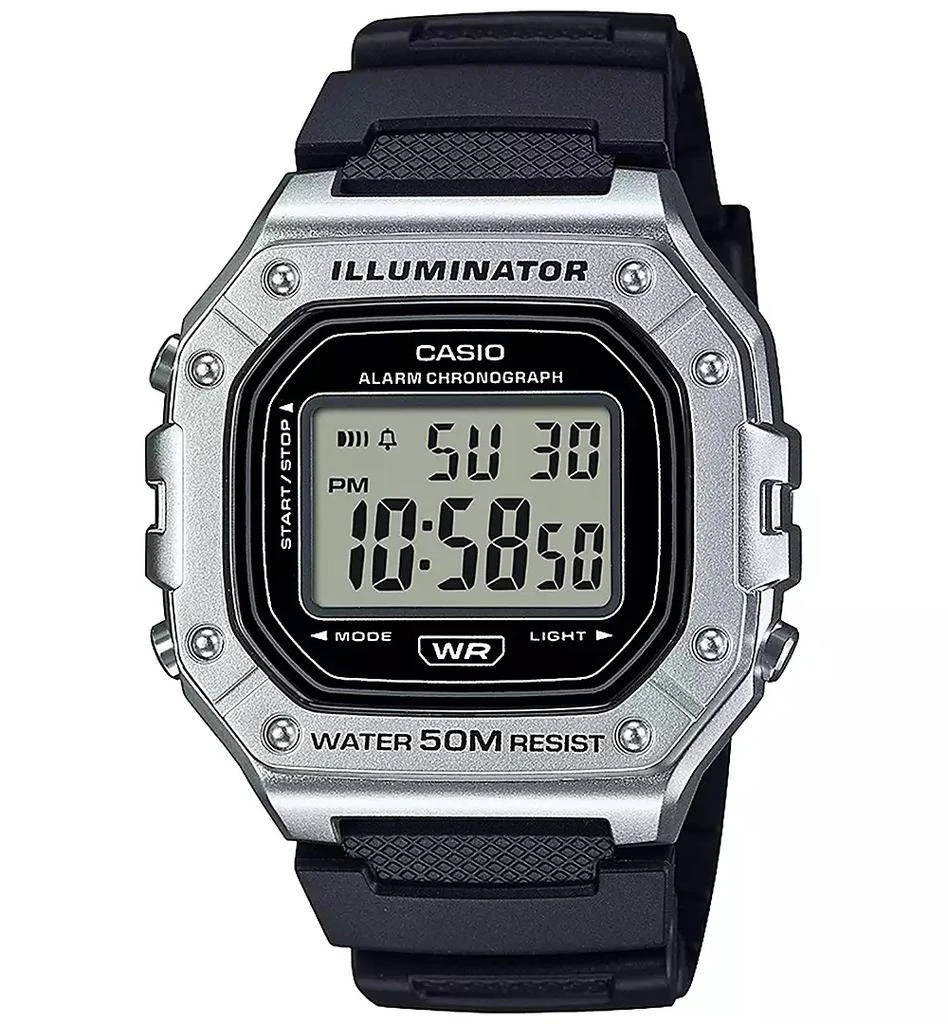 Casio Men's Digital Black Resin Strap Watch 45mm 1