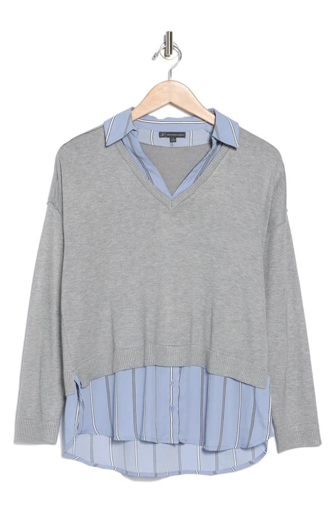Adrianna Papell Mixed Media Layered Sweater 3