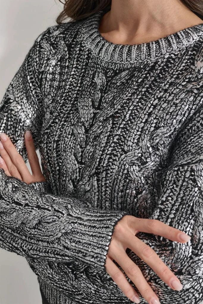 DKNY FOIL PRINT CHUNKY CABLE SWEATER 5