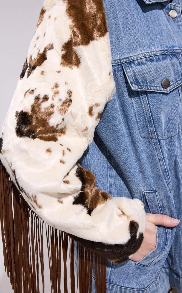 AZALEA WANG Lila Western Fringe Denim Jacket 5