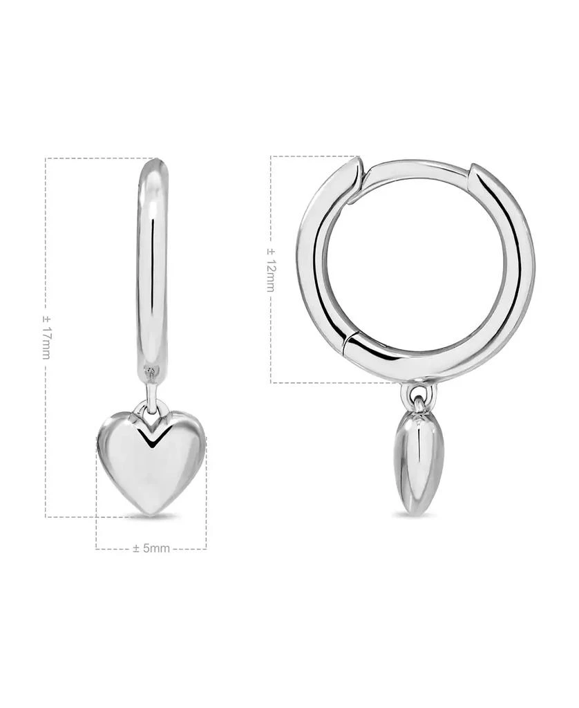 DEVATA Heart Hoop Earrings in Rhodium Plated Sterling Silver 3