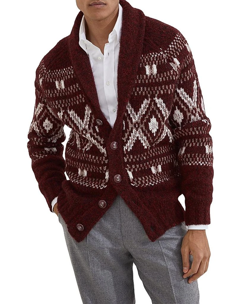 Brunello Cucinelli Alpaca, Virgin Wool and Cashmere Geometric Jacquard Cardigan 2