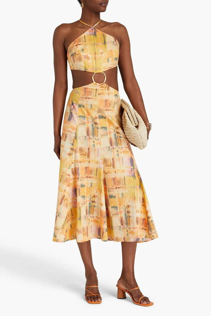 Cult Gaia Nadeesha cutout printed linen-blend midi dress 2