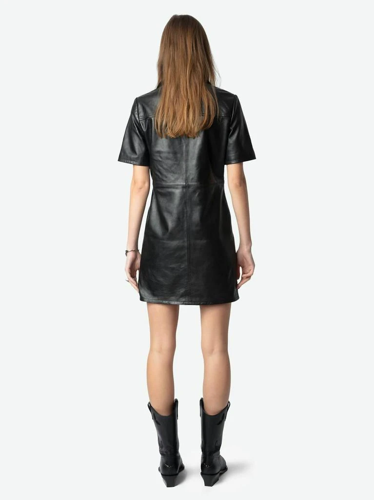 chinese dress ladies Women's Something to Behold Brown Faux Leather Short Sleeve Belted Midi Dress | Size: L main image 1