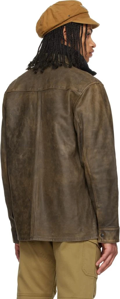 RRL Brown Hand-Distressed Leather Overshirt 3