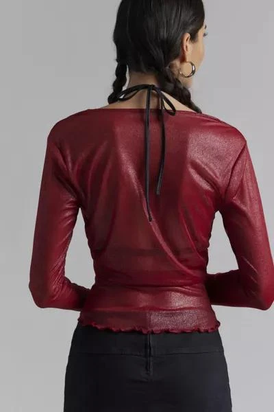 Silence + Noise Silence + Noise Miley Metallic Mesh Cowl Neck Twoffer Top 3