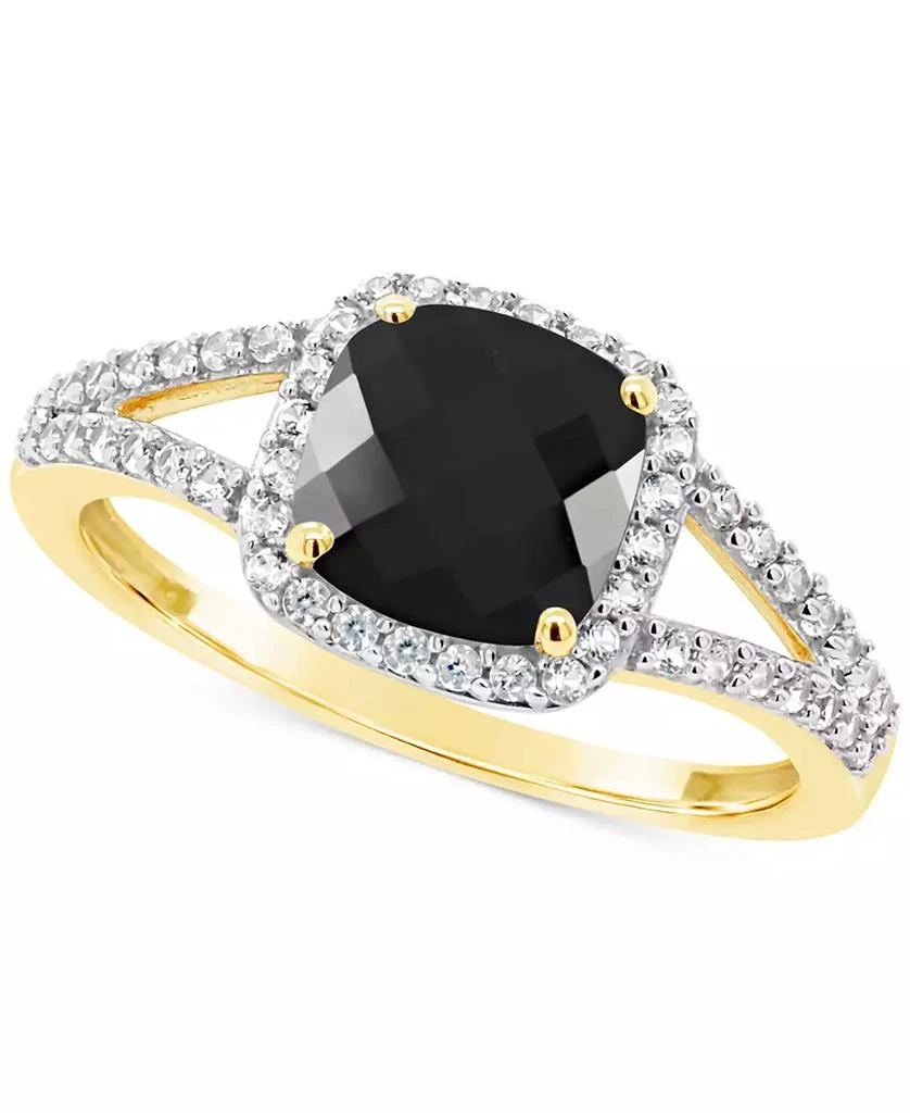 Macy
s Cultured Freshwater Pearl
Lab-Grown White Sapphire (1/4 ct. t.w.) Halo Ring in 10k Gold (Also in Onyx)