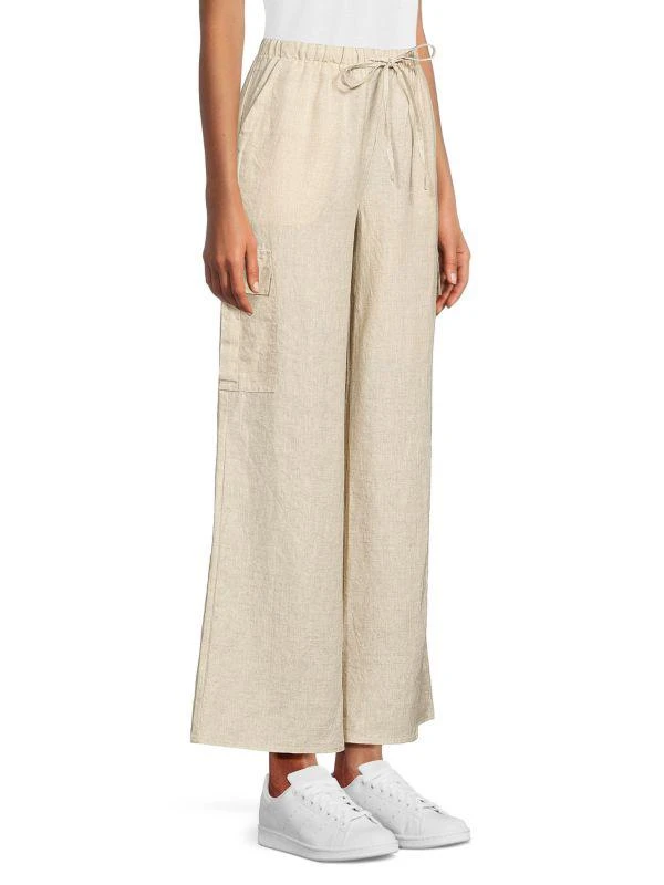 Saks Fifth Avenue 100% Linen Wide Leg Cargo Pants 3