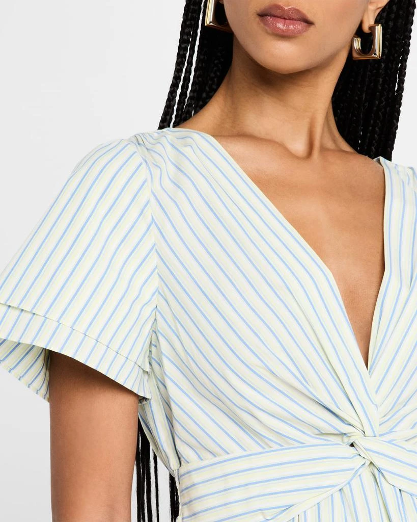 Derek Lam Caspien Striped Twist-Front Peplum Blouse 5