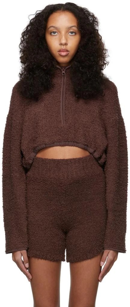 SKIMS Brown Cozy Knit Cropped Sweatshirt 1