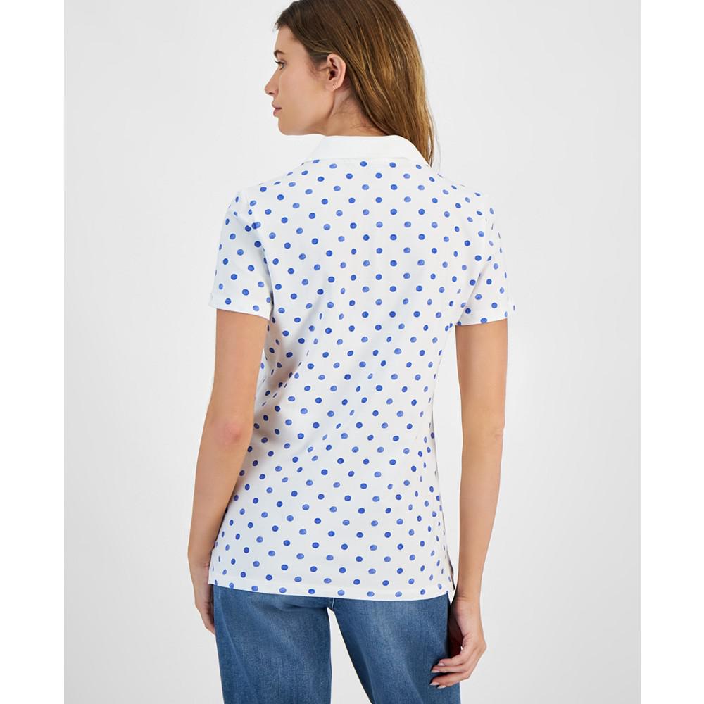 Tommy Hilfiger Women's Dot Print Short Sleeve Polo Shirt