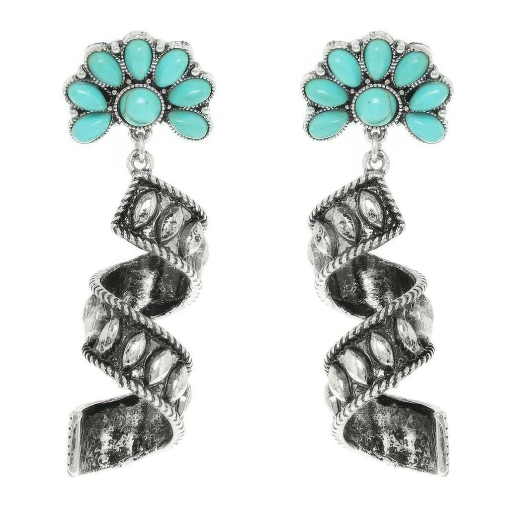 TRUEDAMES Western Turquoise Spiral Concho Earrings