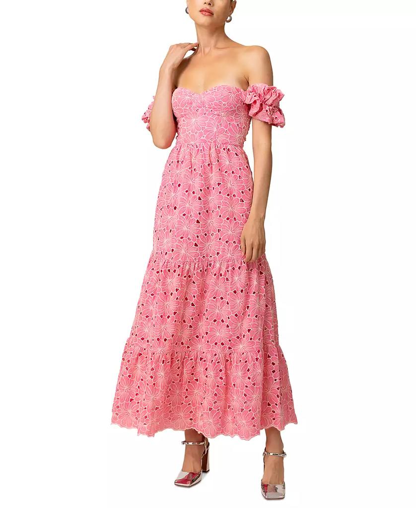 Line & Dot Women's Tasia Off-The-Shoulder Embroidered Cotton Dress