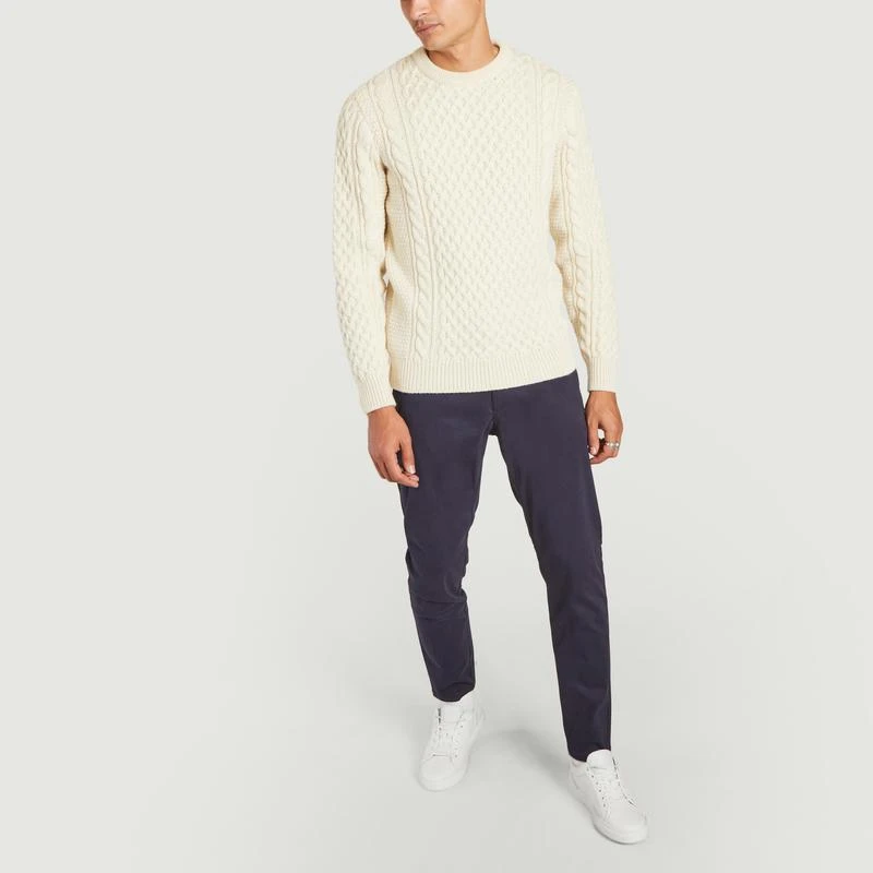 Sunspel Merino wool cable knit sweater Ecru SUNSPEL 4