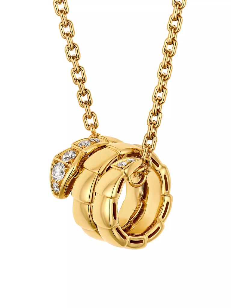 BVLGARI Serpenti Viper 18K Yellow Gold & 0.13 TCW Diamond Pendant Necklace