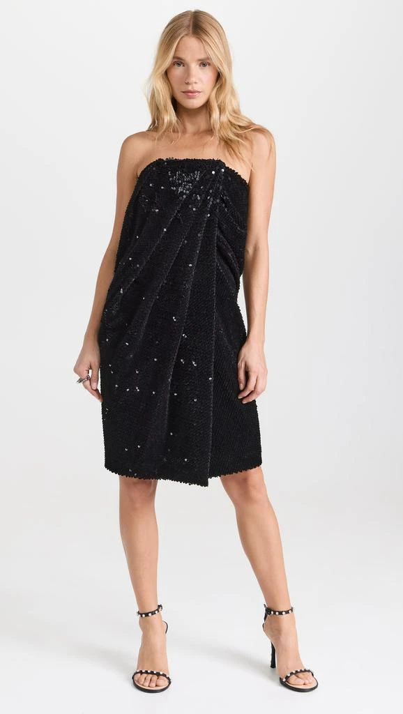 Recto Velvet Sequin Draped Tube Top Dress 1
