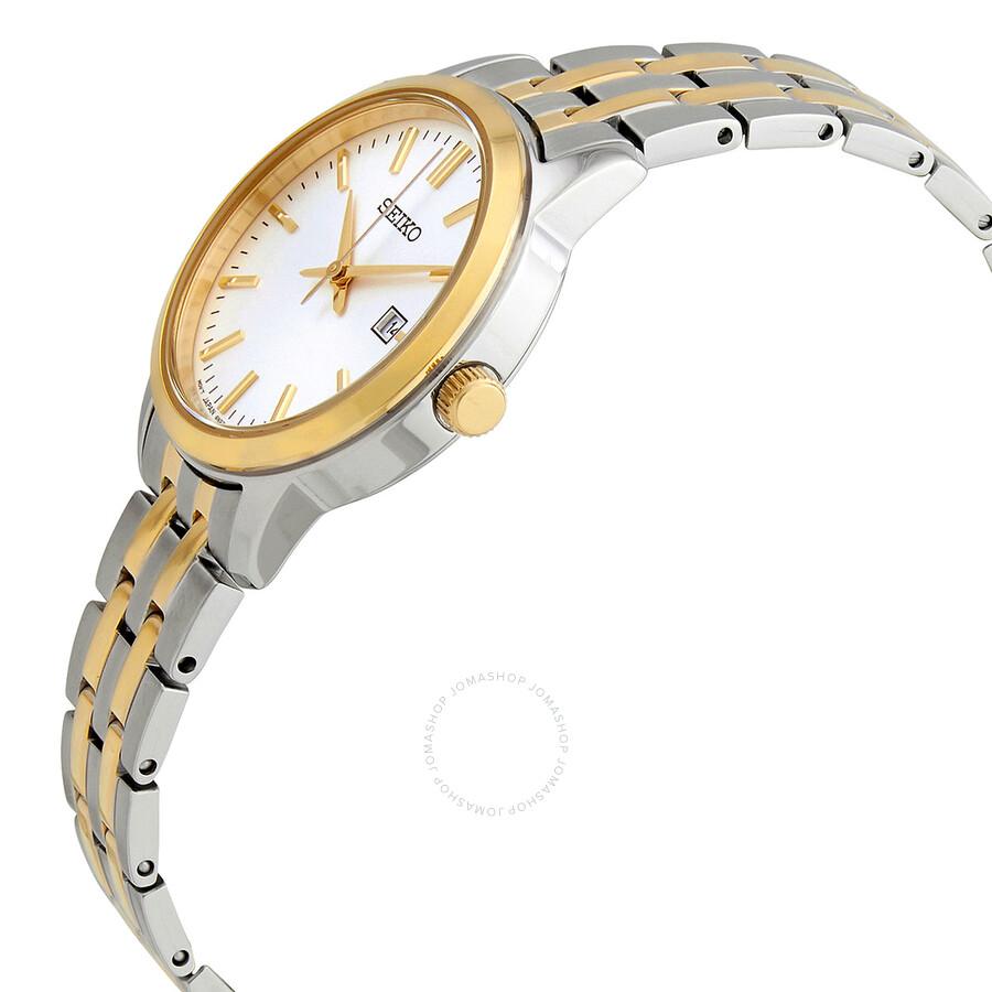 Seiko Classic Quartz White Dial Two-tone Ladies Watch SUR410