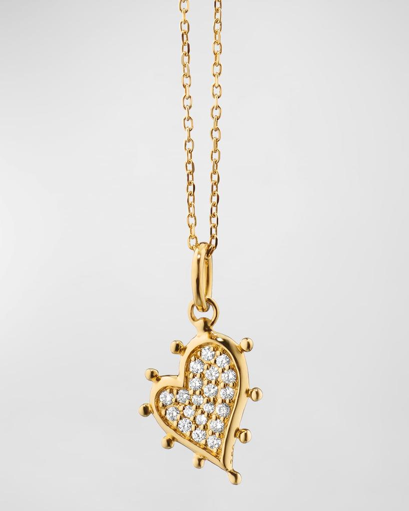 Monica Rich Kosann 18K Yellow Gold Petite Pave Diamond Heart Necklace
