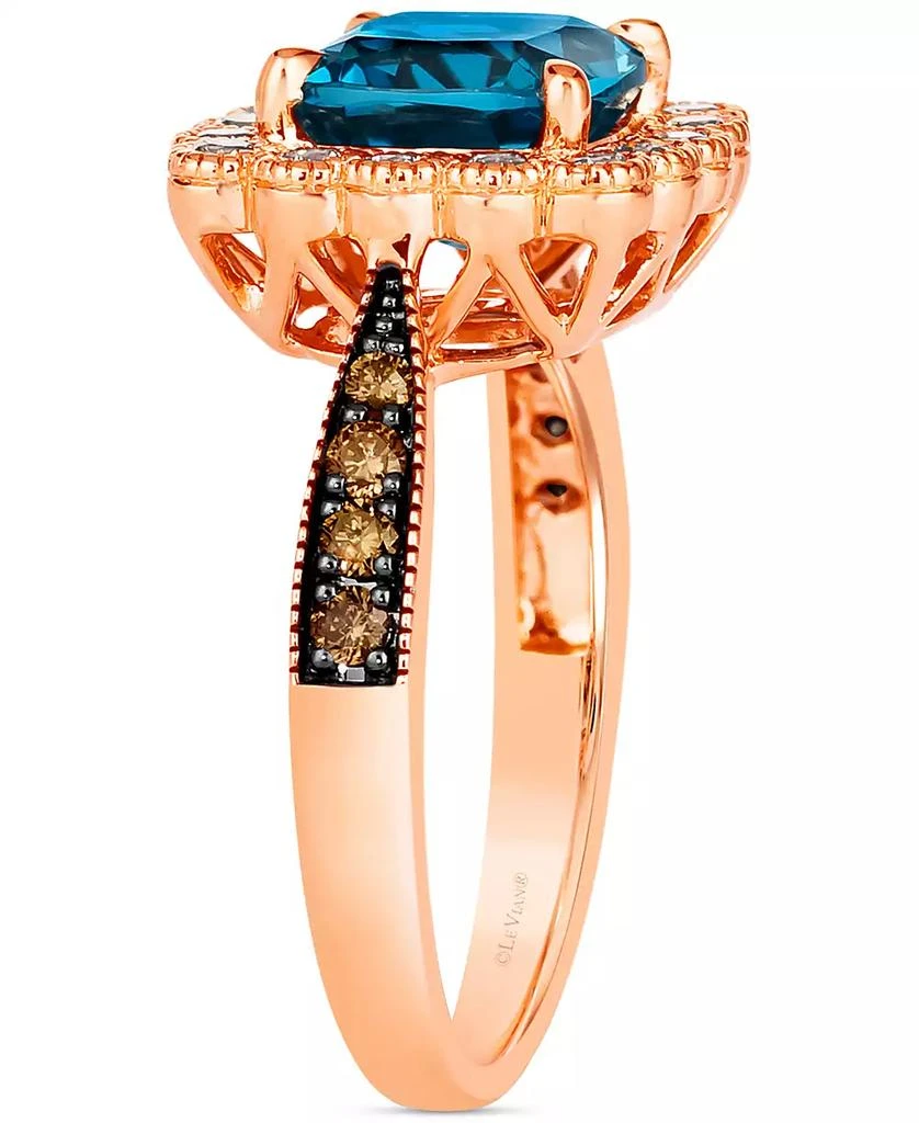 Le Vian Deep Sea Blue Topaz (2-1/2 ct. t.w.) & Diamond (1/2 ct. t.w.) Cushion Halo Ring in 14k Rose Gold 3