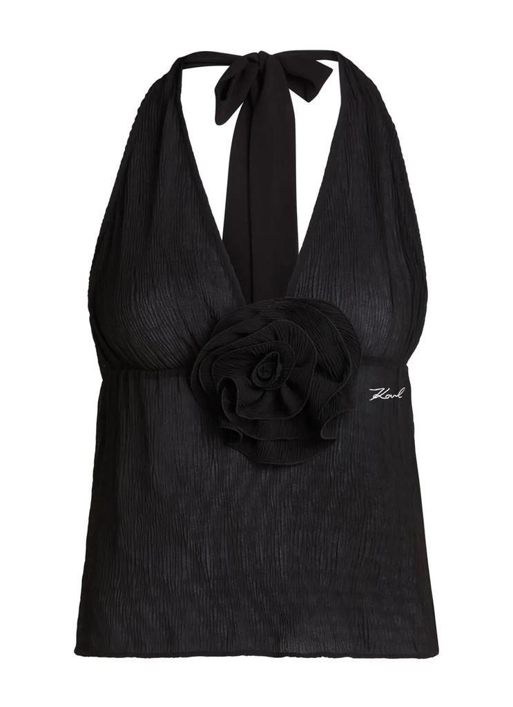 Karl Lagerfeld Paris Karl Dna Plisse Halter Top