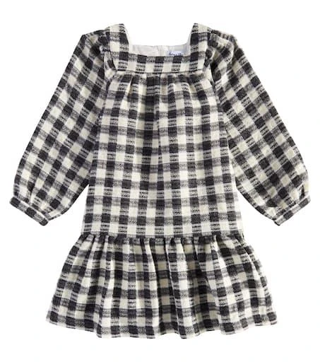 Tartine et Chocolat Checked wool and cotton-blend dress 1