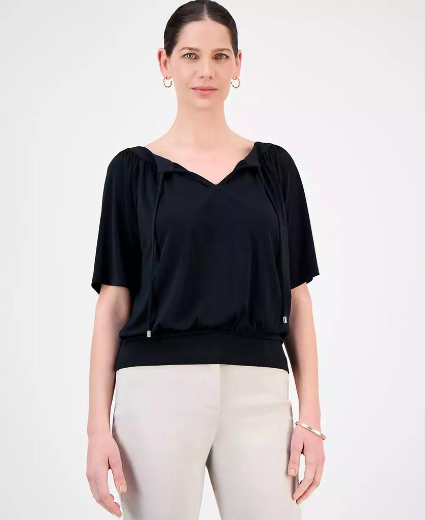 JM Collection Women's Split-Neck Banded Bottom Top, Exclusively at Macy's
