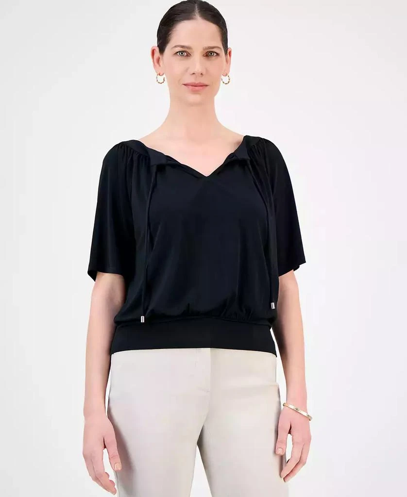 JM Collection Women's Split-Neck Banded Bottom Top, Exclusively at Macy's 1