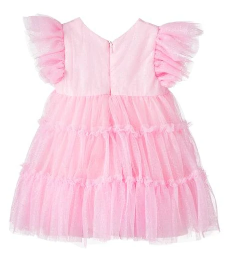MONNALISA Baby floral-appliqué tulle dress 2