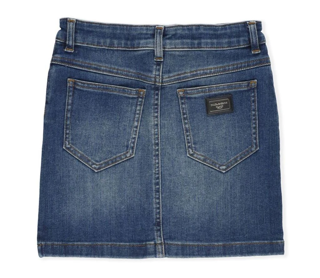 Dolce & Gabbana Dolce & Gabbana Kids 3D Flower Embroidered Denim Skirt 2