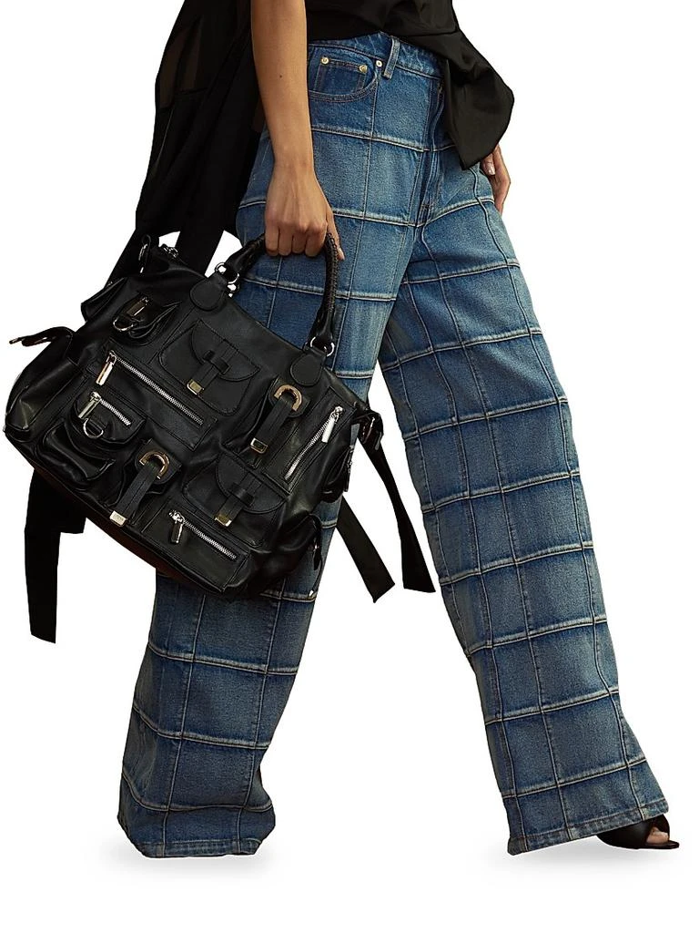 Cynthia Rowley Windowpane Flared High-Rise Jeans 5