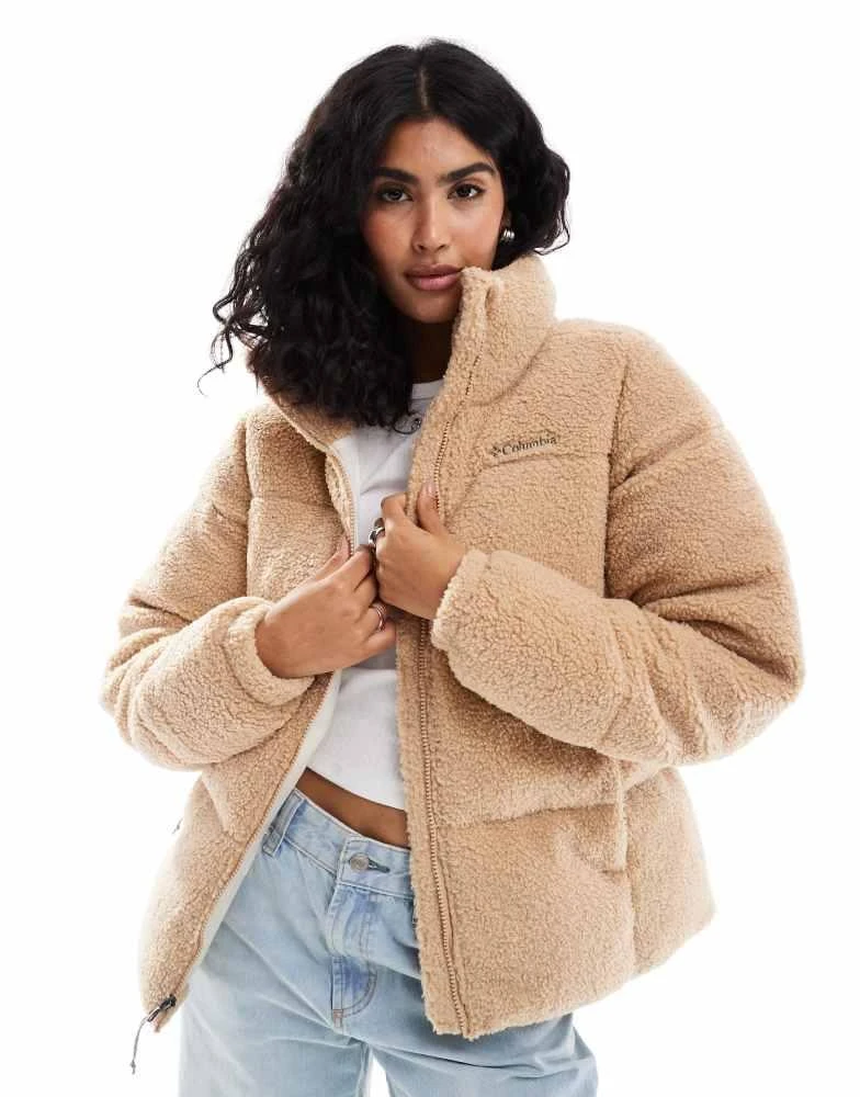 Columbia Columbia Puffect puffer sherpa jacket in canoe brown 1