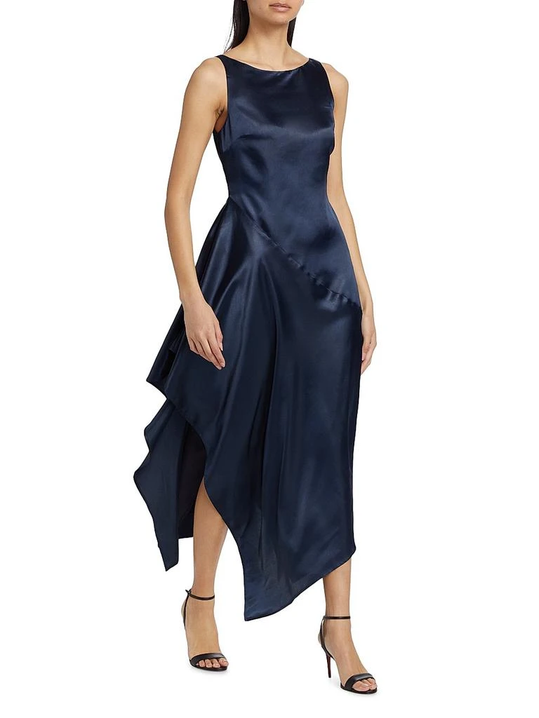 navy blue dress for baby girl Laminated asymmetric midi dress | Silver main image 0
