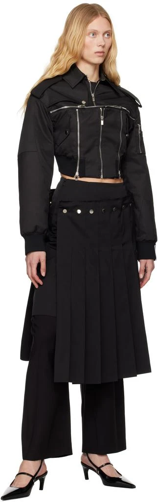 Rokh Black Double Layered Pleated Midi Skirt 5