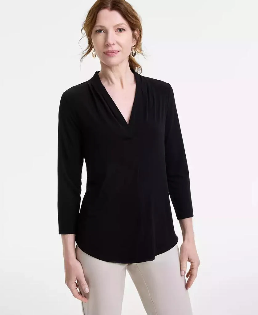 JM Collection Women's 3/4 Sleeve V-Neck Knit Top, Created for Macy's 1