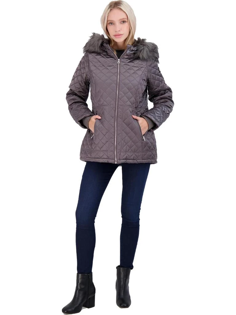 Jessica Simpson Womens Faux Fur Water Resistant Quilted Coat 7