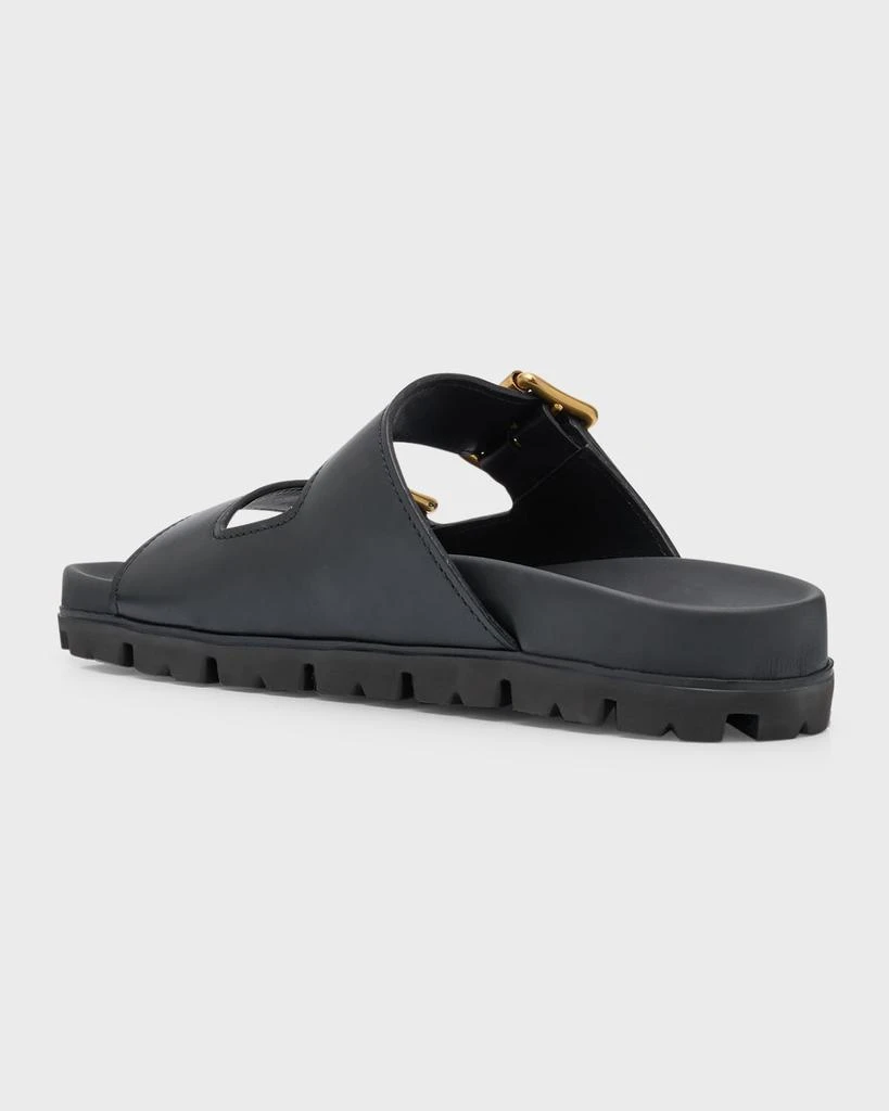 Prada Leather Dual-Buckle Slide Sandals 4