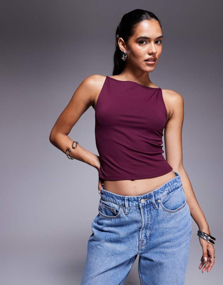 Good American Good American weightless scuba sleeveless tank in fig