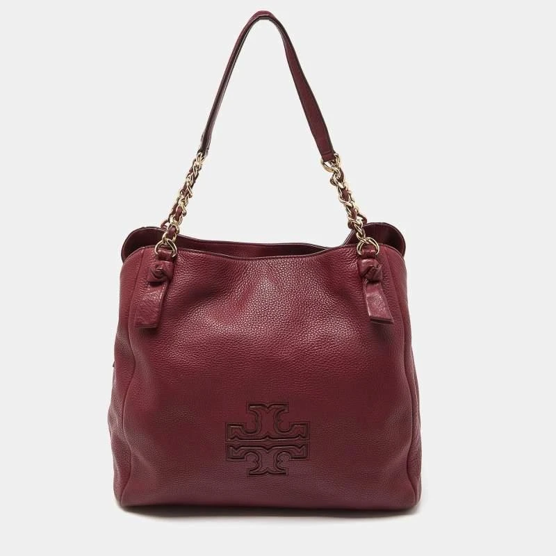 Tory Burch Tory Burch Burgundy Leather Chain Tote 1