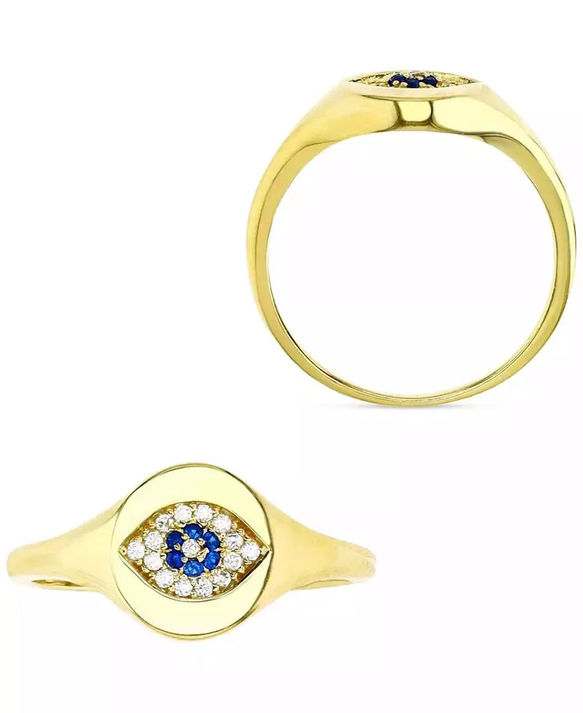 Macy
s Cubic Zirconia Evil Eye Signet Ring in 14k Gold-Plated Sterling Silver 4
