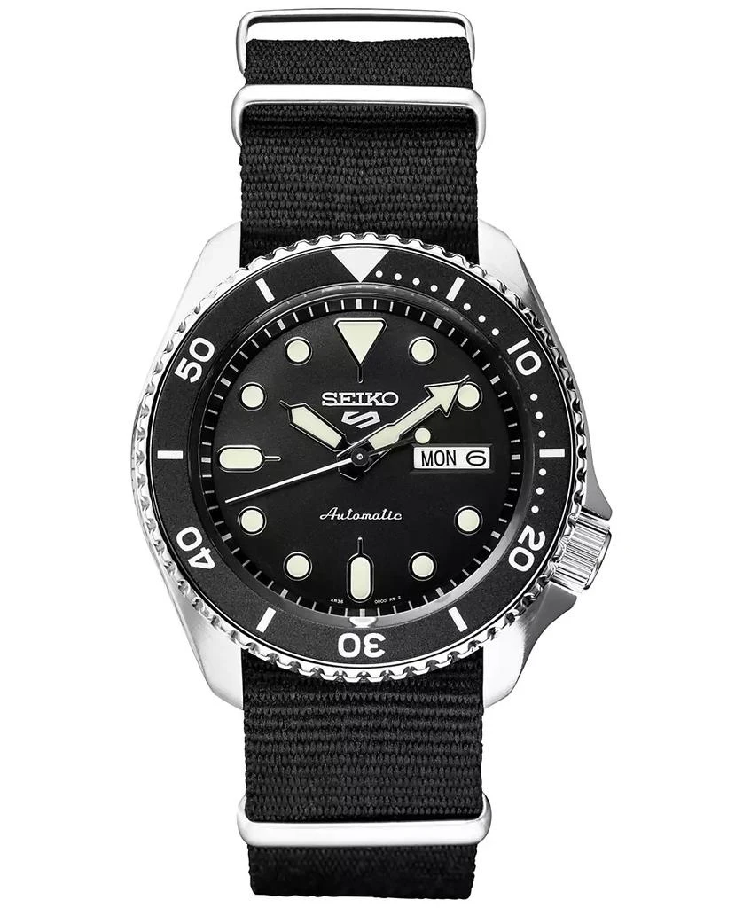 Seiko LIMITED EDITION Men's Automatic 5 Sports Black Nylon Strap Watch 42.5mm, Created for Macy's 1