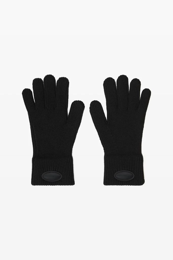 Alexander Wang dome logo gloves in ribbed wool stretch 1