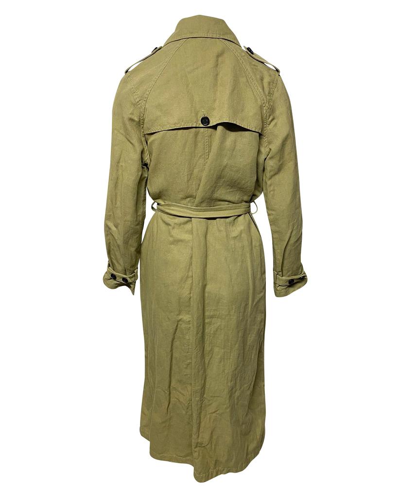 Robert Rodriguez Double-breasted Trench Coat with Sash Tie in Brown Cotton