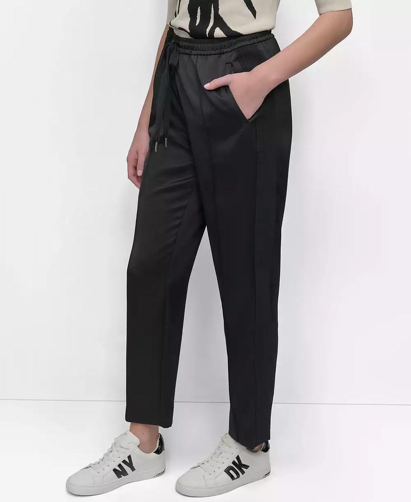 DKNY Women's High-Rise Drawstring Satin Pants - Leggings
