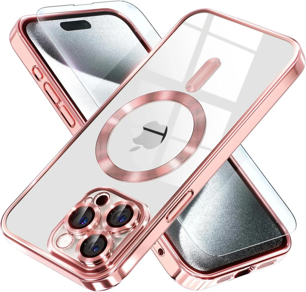 ENTRONIX Entronix Bundle Compatible with iPhone 15 Pro Max - [Magnetic] Luxury Glossy Case 
1 Clear Screen Protector