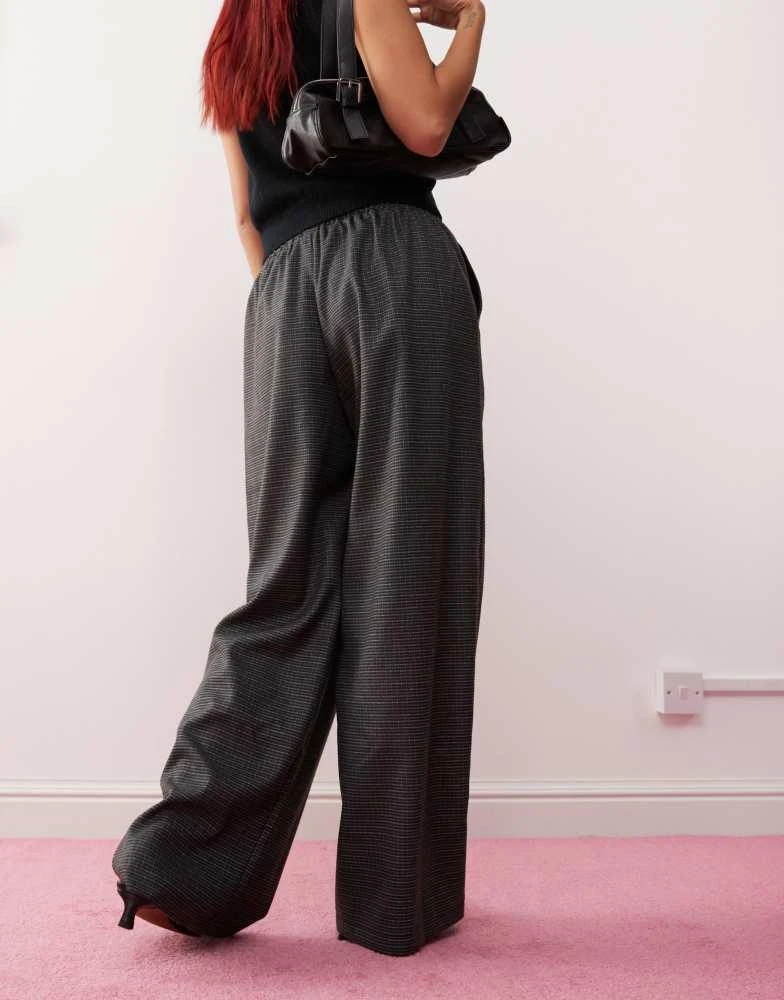 Motel Motel sasari oversized check trousers in navy 5