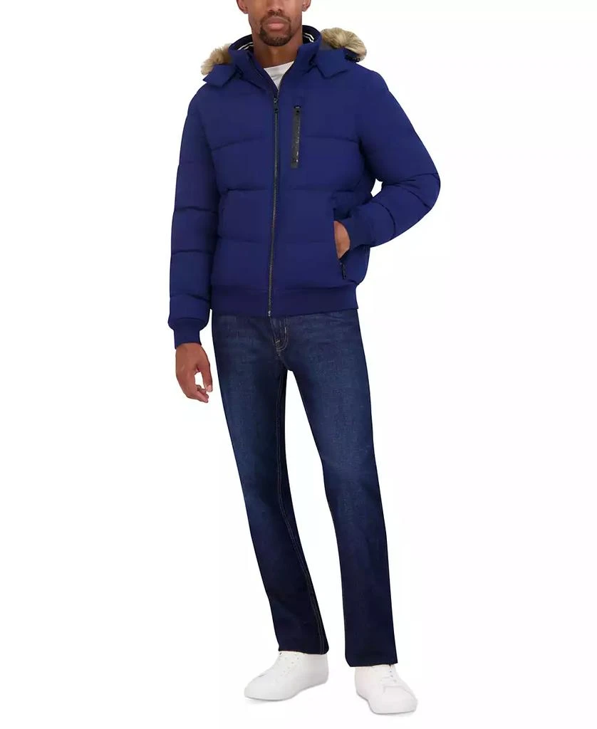 Nautica Men's Zip-Front Bomber Jacket with Faux Fur Hood 4