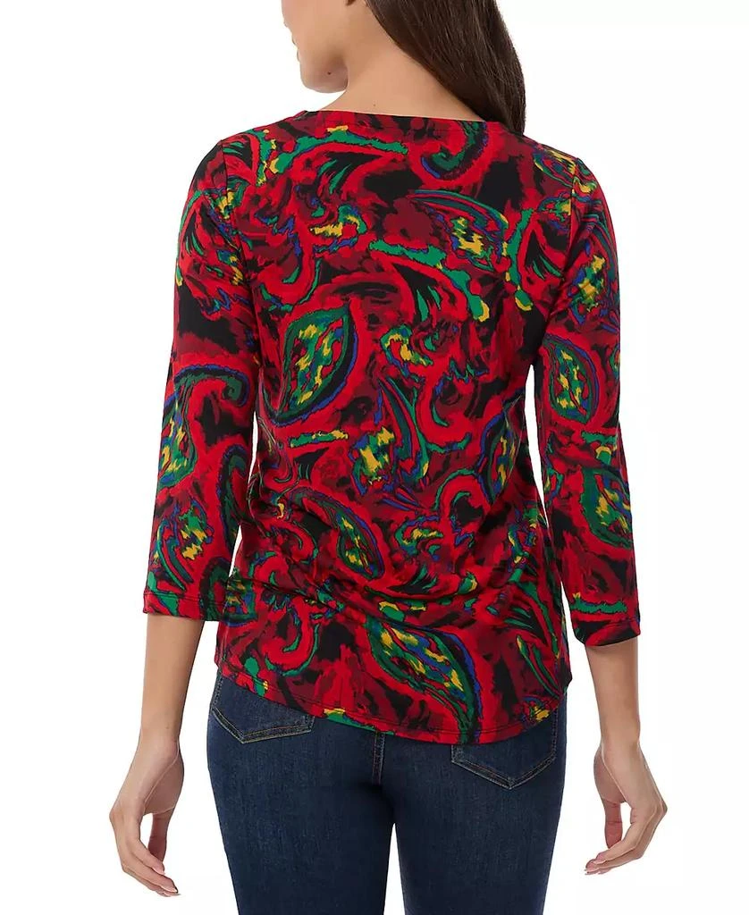 JONES NEW YORK Petite Printed Keyhole 3/4-Sleeve Top 3