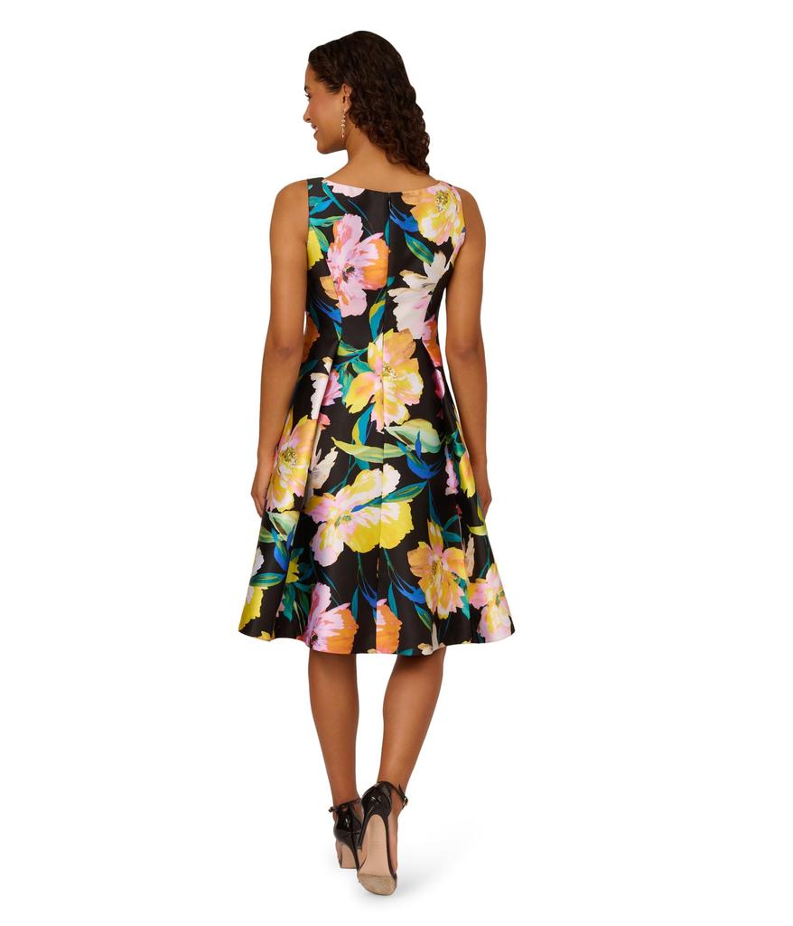 Adrianna Papell Printed Mikado Short Dress